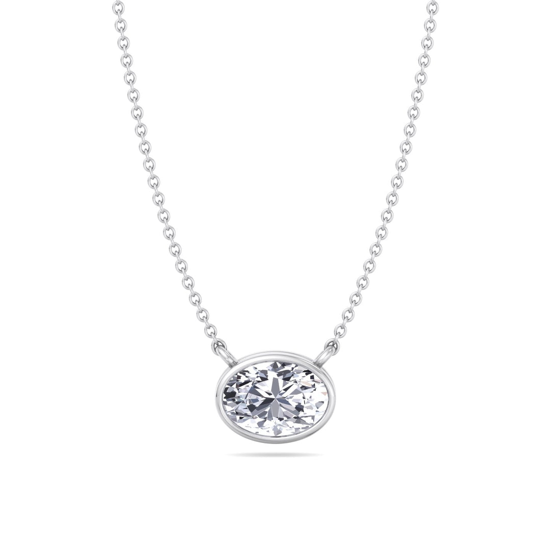 Lia - Bezel Set Oval Shape Diamond Pendant - Gem Jewelers Co
