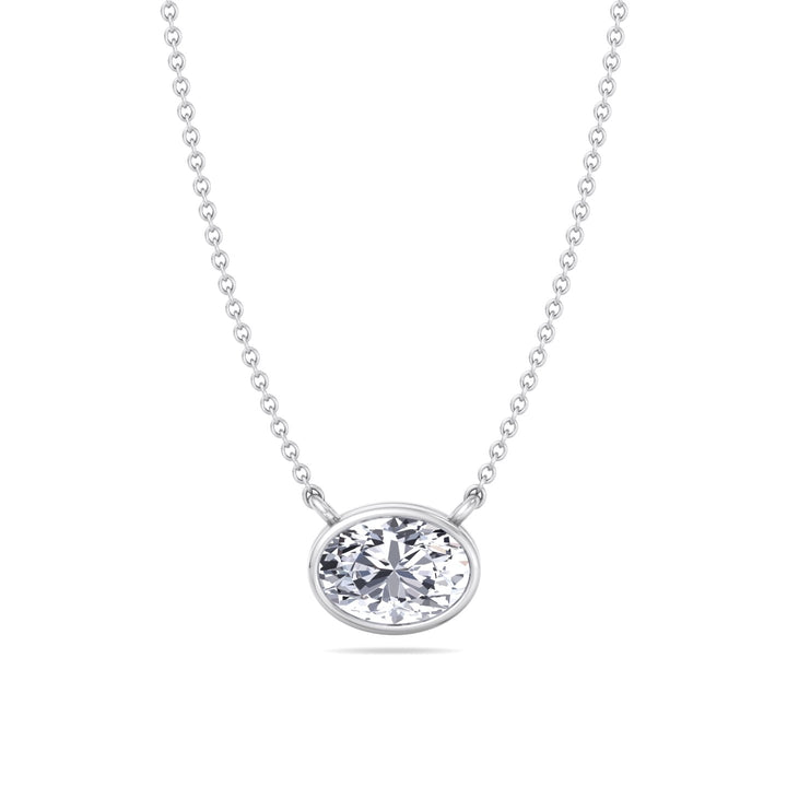 Lia - Bezel Set Oval Shape Diamond Pendant - Gem Jewelers Co