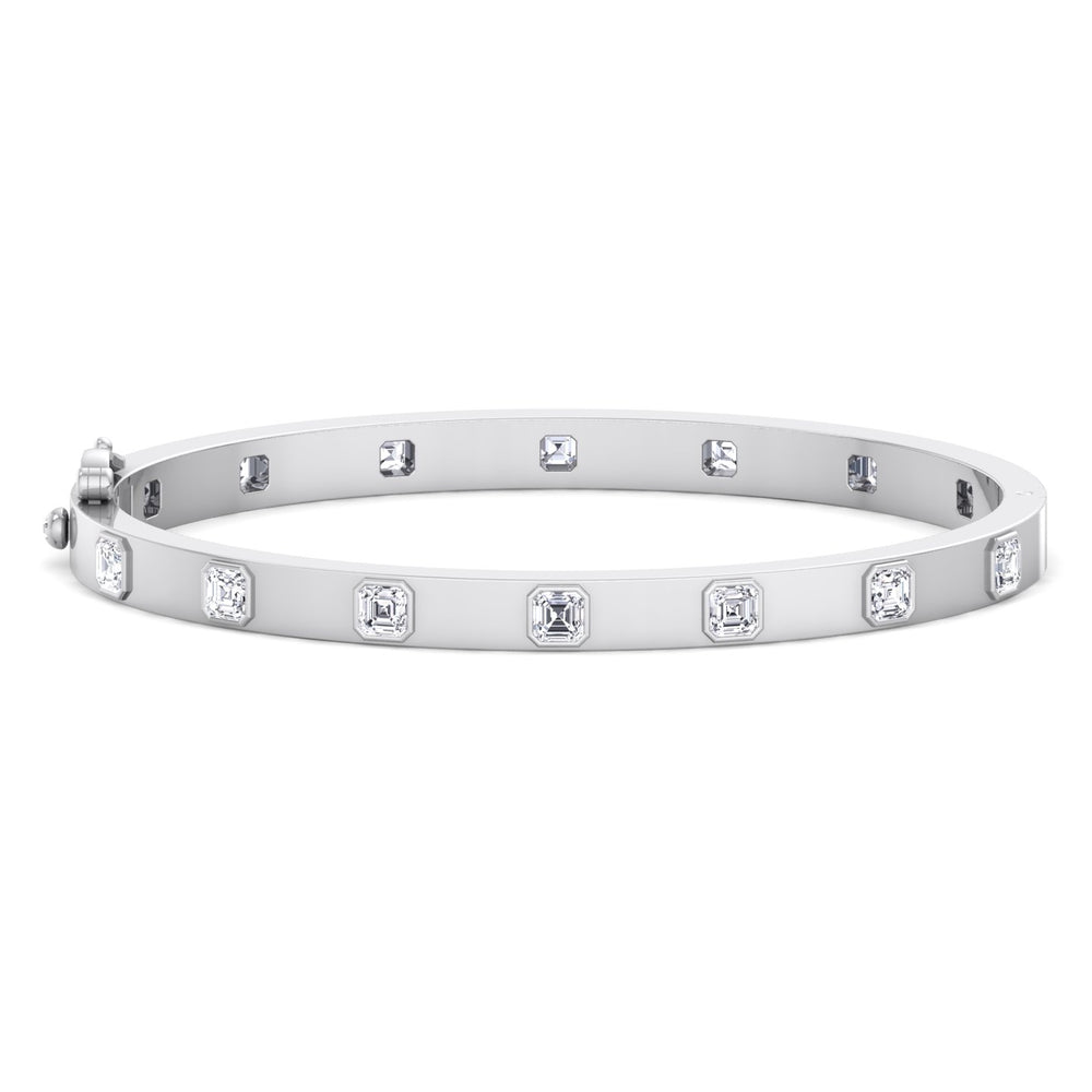 Milly - Asscher Cut Bezel Set Natural Diamond Bangle - Gem Jewelers Co