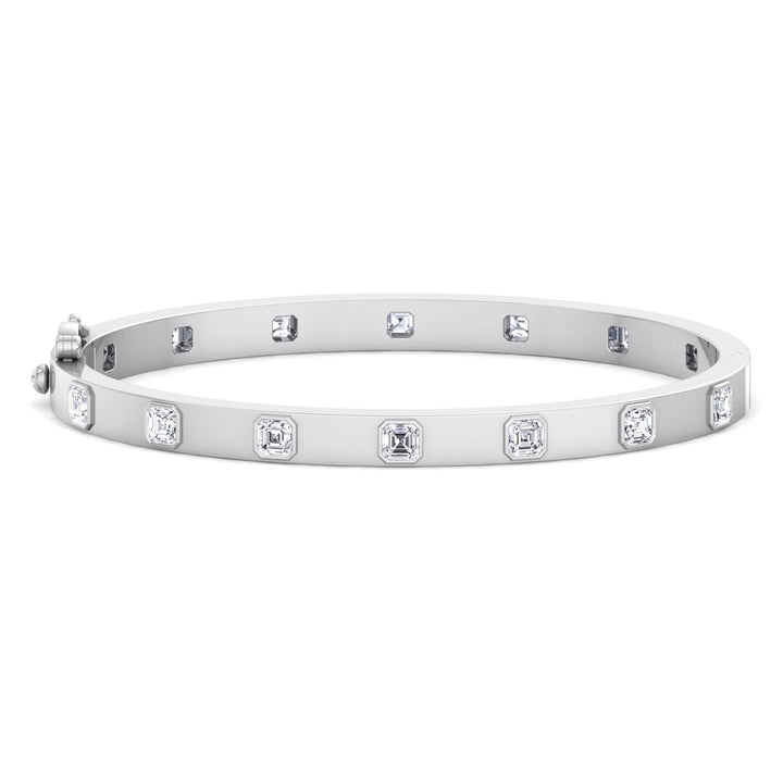 Milly - Asscher Cut Bezel Set Natural Diamond Bangle - Gem Jewelers Co