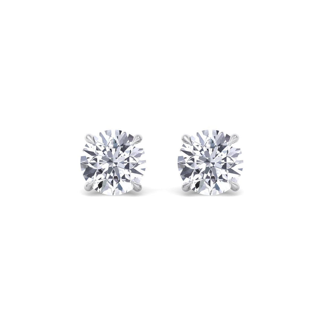 GIA Certified 1CT Round Cut Diamond Studs in 14K Solid Gold - Gem Jewelers Co