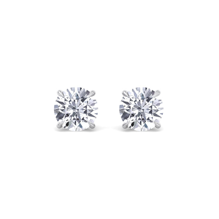 GIA Certified 1CT Round Cut Diamond Studs in 14K Solid Gold - Gem Jewelers Co