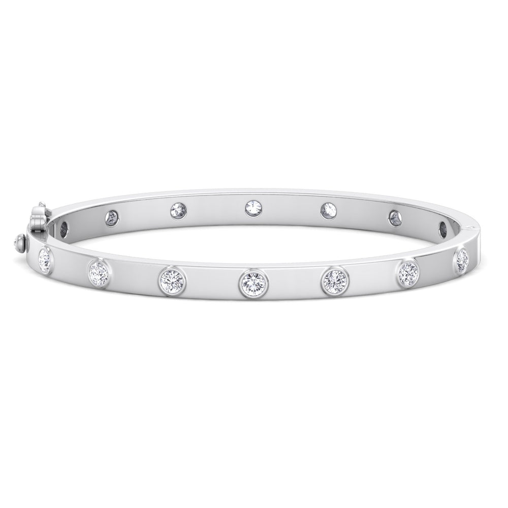 Anza - Round Cut Bezel Set Natural Diamond Bangle - Gem Jewelers Co