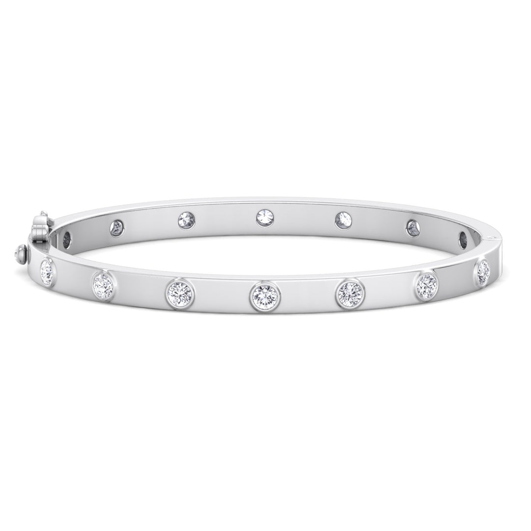Anza - Round Cut Bezel Set Natural Diamond Bangle - Gem Jewelers Co
