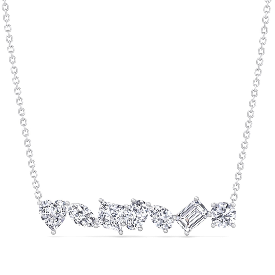 Multi Shape Natural Diamond Bar Pendant White Gold 14K