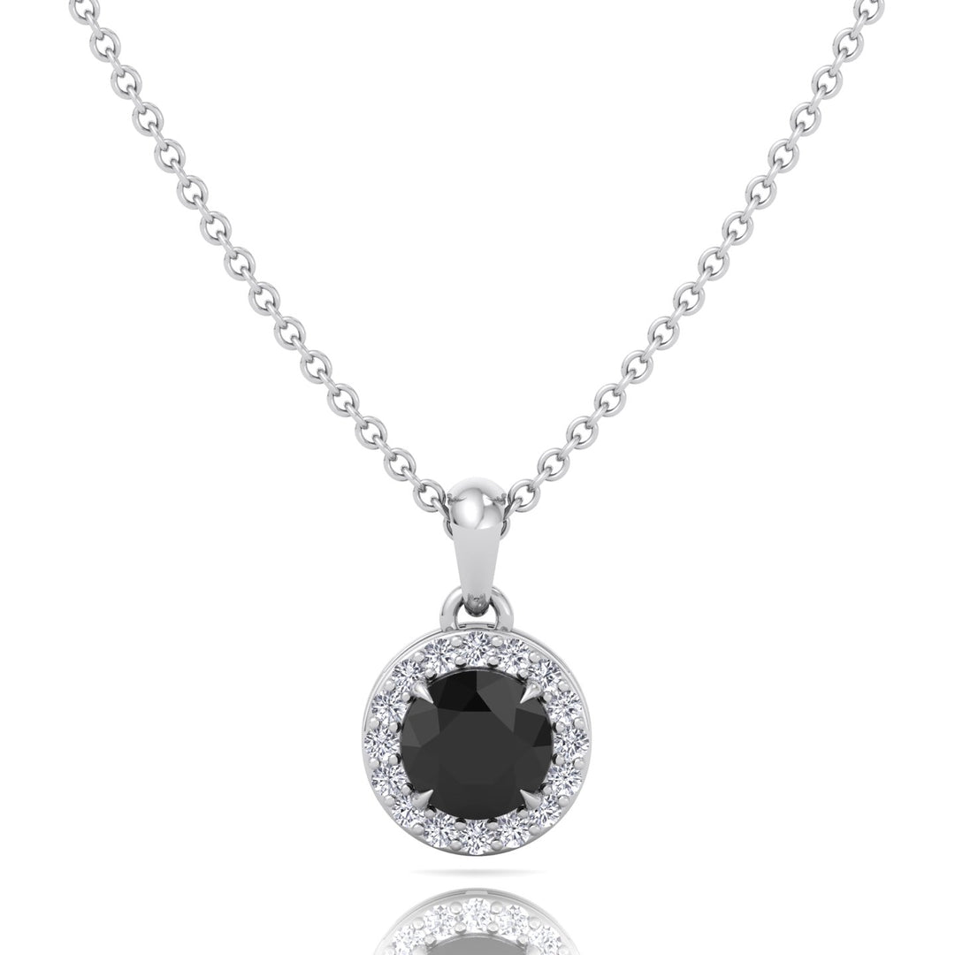 Black and White Natural Diamond Halo Pendant