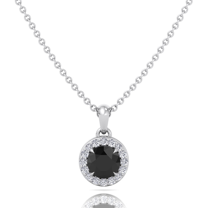 Black and White Natural Diamond Halo Pendant