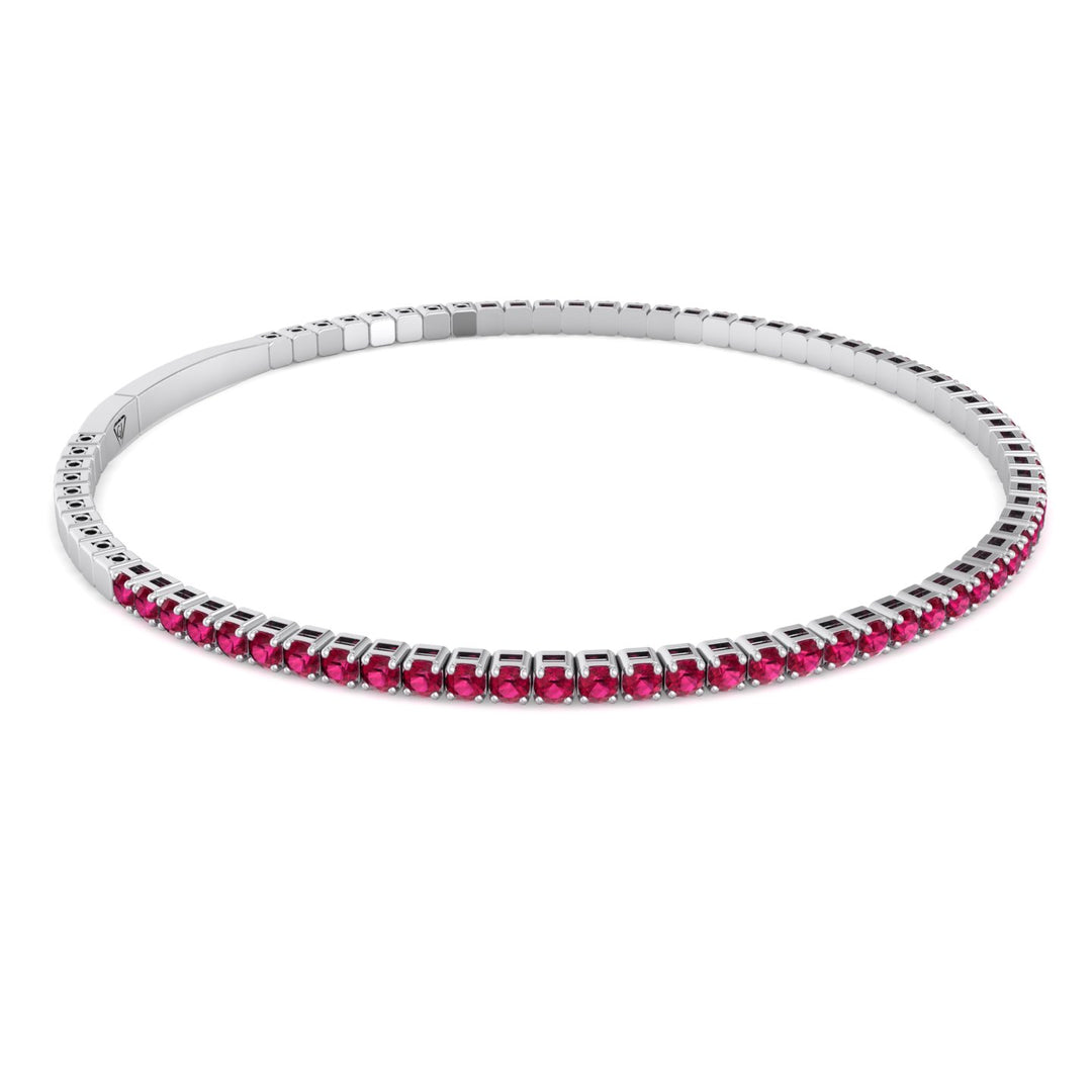 Rossa - Flexible Natural Red Ruby Bangle in 14K Solid Gold - Gem Jewelers Co