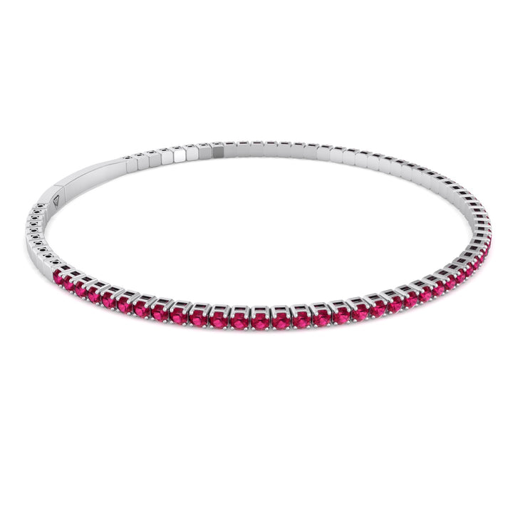 Rossa - Flexible Natural Red Ruby Bangle in 14K Solid Gold - Gem Jewelers Co