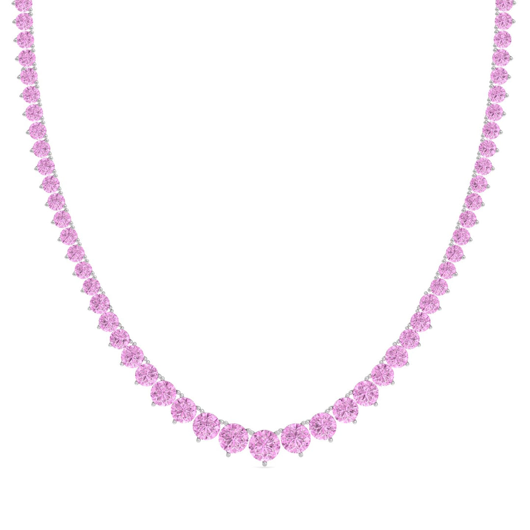 Soleil - 13CT T.W Riviera Graduated Pink Sapphire Tennis Necklace - Gem Jewelers Co