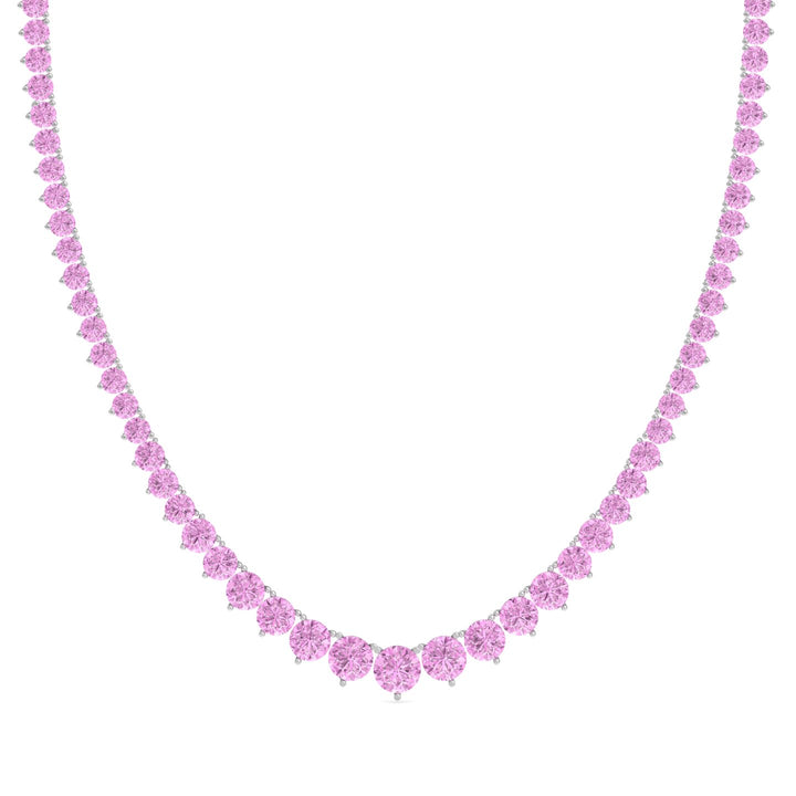 Soleil - 13CT T.W Riviera Graduated Pink Sapphire Tennis Necklace - Gem Jewelers Co