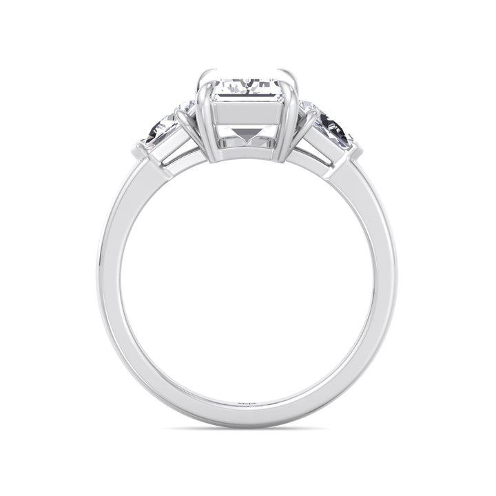 Caterina - Emerald Shape Diamond Engagement Ring With Tapered Baguette Side Stones - Gem Jewelers Co