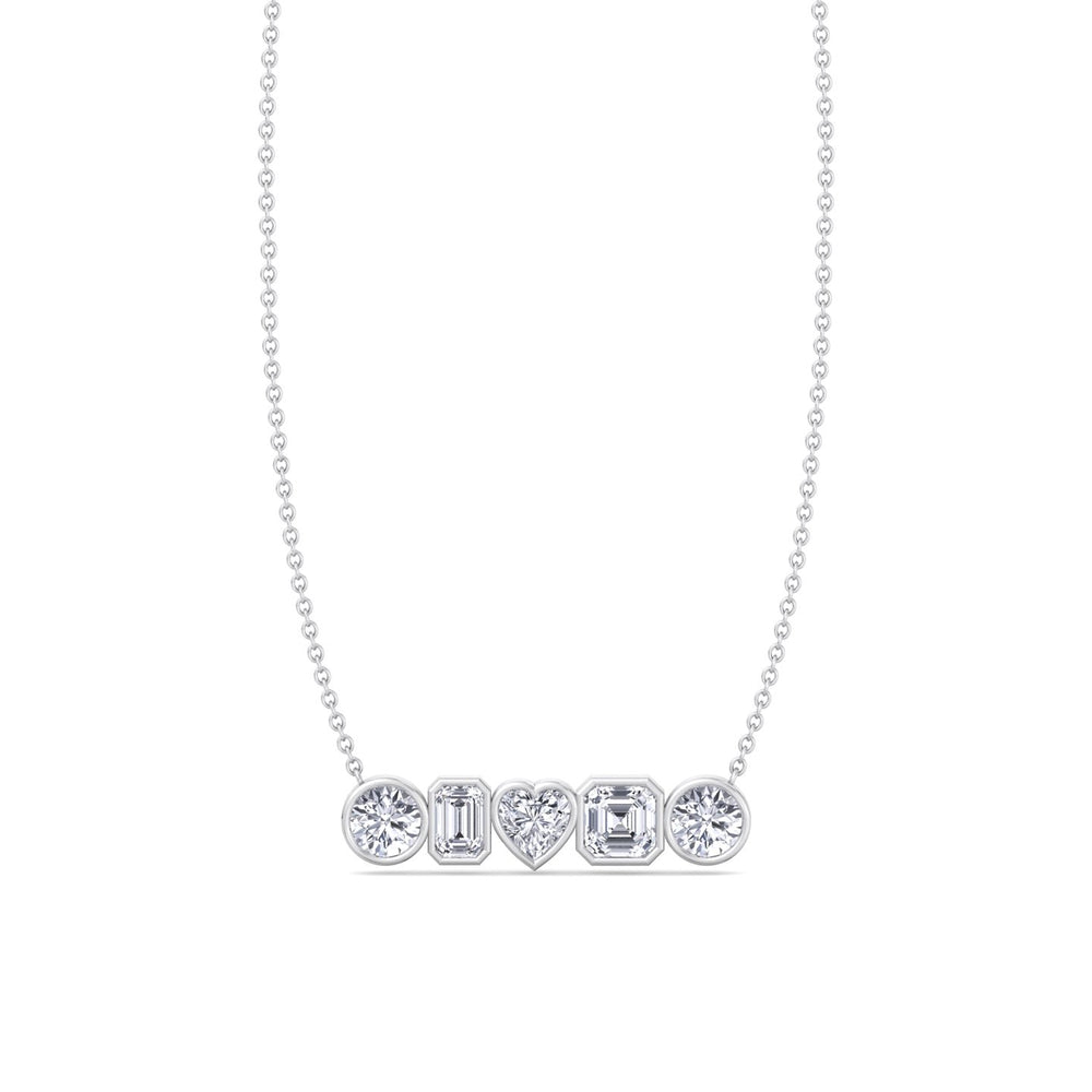 Bezel-Set Multi-Shape-Diamond-Pendant-Solid-White-Gold