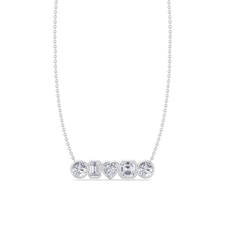 Bezel-Set Multi-Shape-Diamond-Pendant-Solid-White-Gold