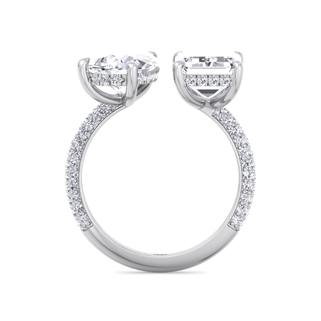 Leani - Toi Et Moi Hidden Halo Emerald and Pear Shape Diamond Engagement Ring - Gem Jewelers Co