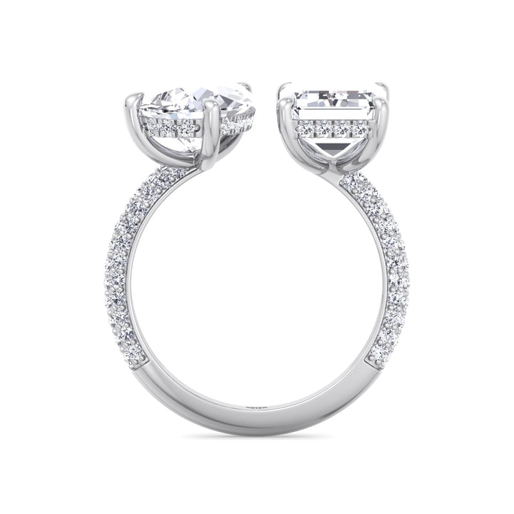 Leani - Toi Et Moi Hidden Halo Emerald and Pear Shape Diamond Engagement Ring - Gem Jewelers Co