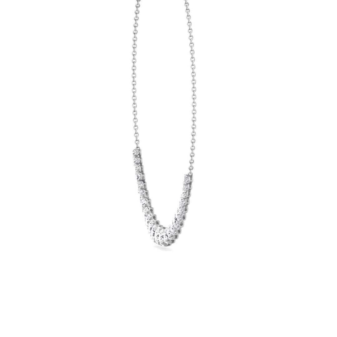 Tullia - Halfway Graduated Crown Prong Natural Diamond Tennis Necklace - Gem Jewelers Co