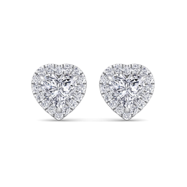 Tiana - Heart Shape Diamond Halo Studs - Gem Jewelers Co