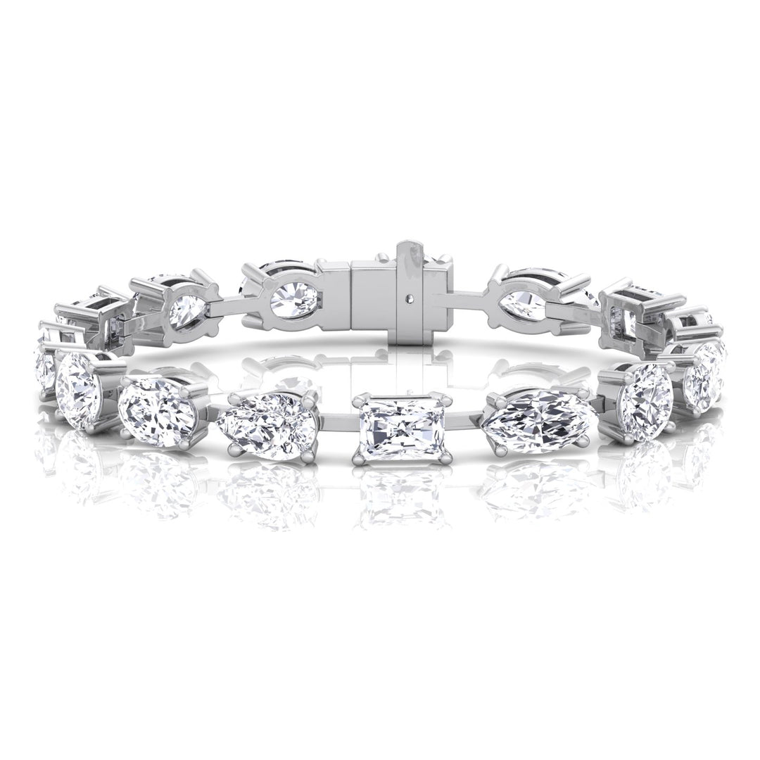 Mixed Shape Natural Diamond Tennis Bracelet White Gold 18K