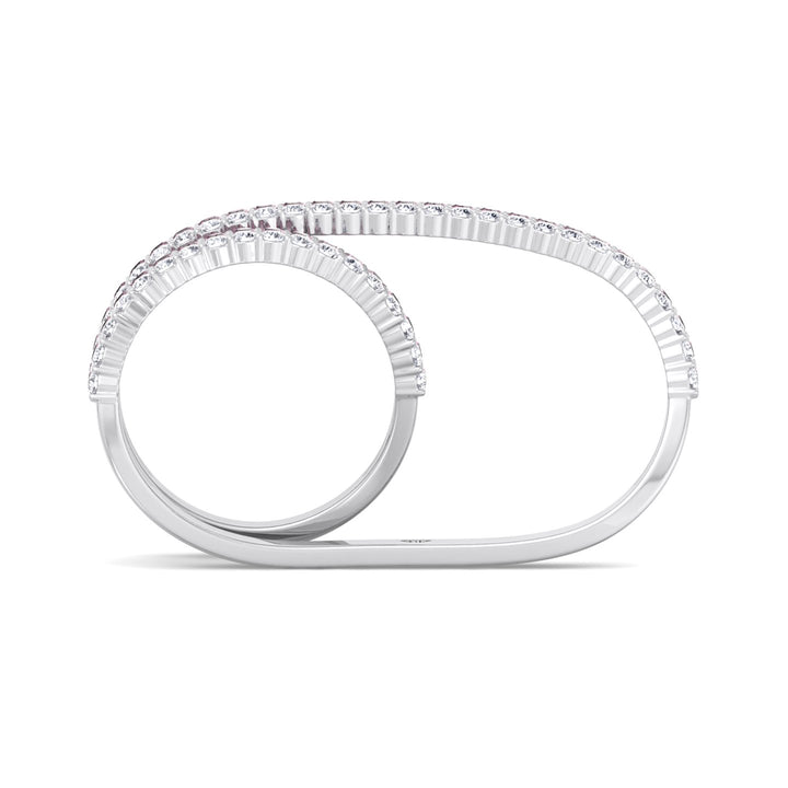 Two-Finger Ring Band-1.2CT-White Gold