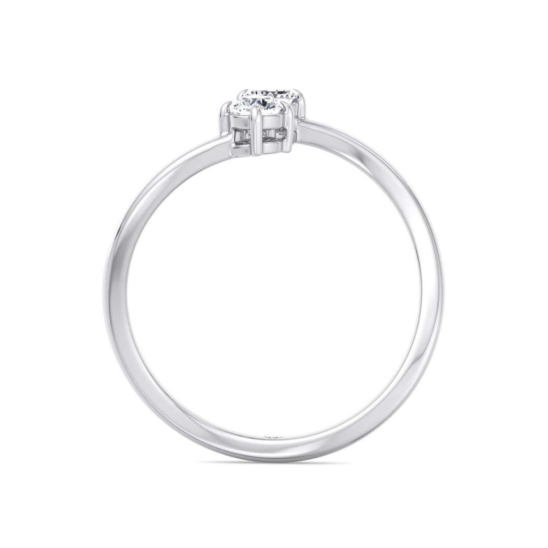 Prisca - Emerald Cut & Round Cut Diamond Stackable Ring - Gem Jewelers Co
