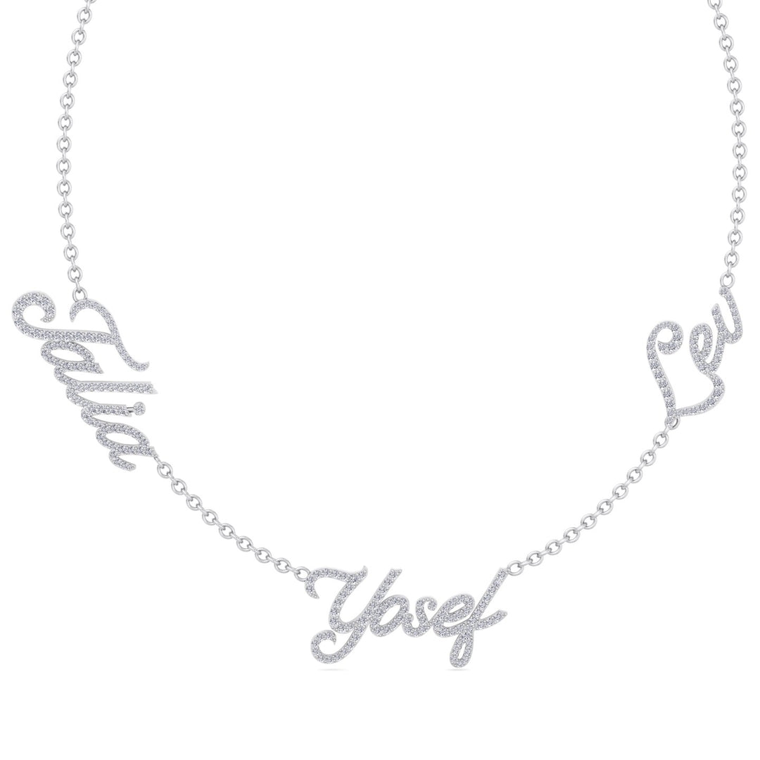 1.50CT T.W. Custom 3 Name Diamond Necklace - Gem Jewelers Co