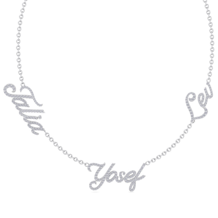 1.50CT T.W. Custom 3 Name Diamond Necklace - Gem Jewelers Co