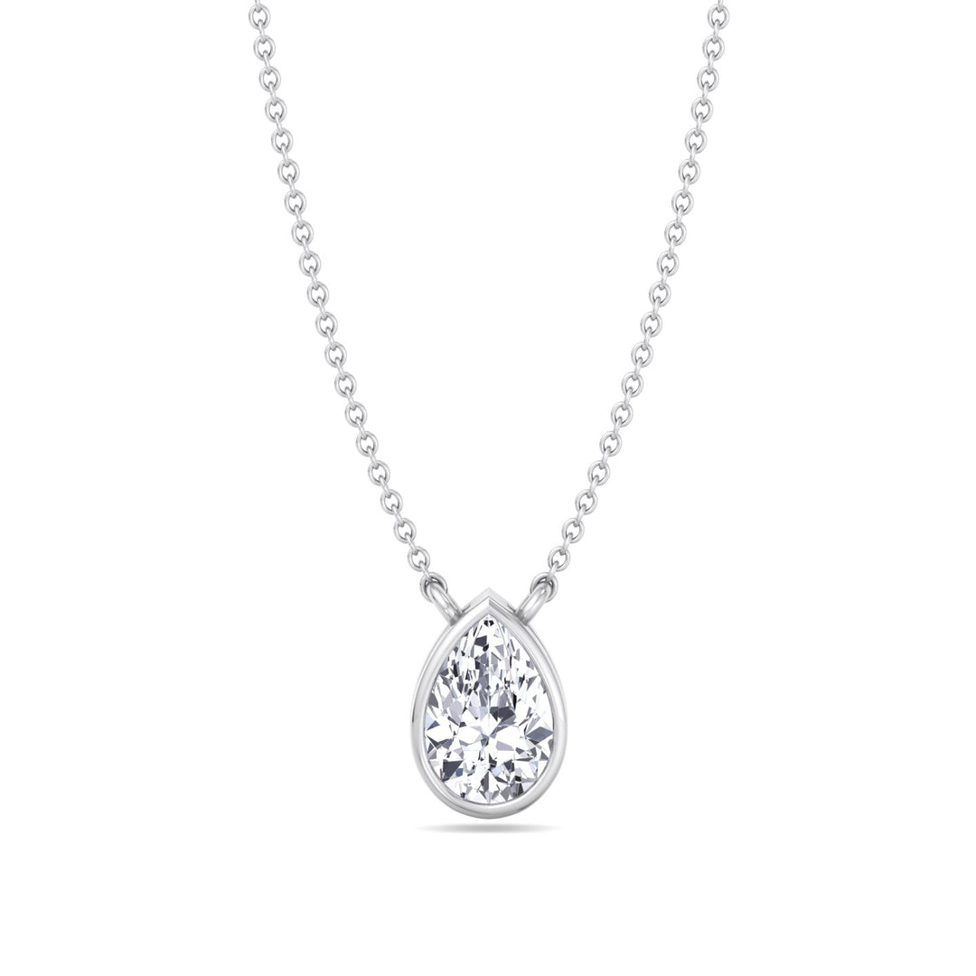 Miza - Bezel Set Pear Shape Diamond Pendant - Gem Jewelers Co