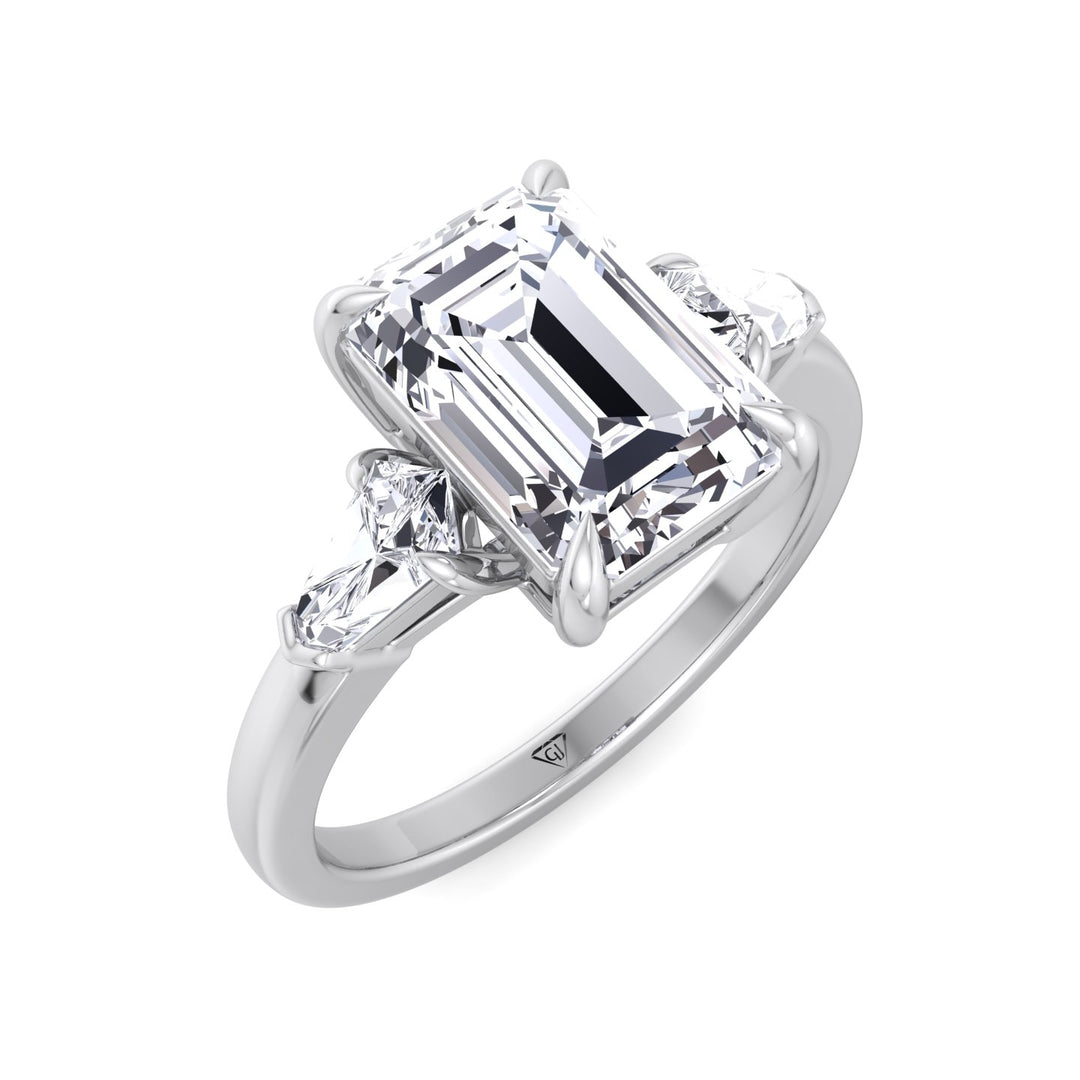 Caterina - Emerald Shape Diamond Engagement Ring With Tapered Baguette Side Stones - Gem Jewelers Co