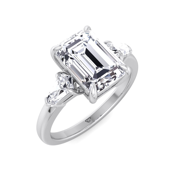 Caterina - Emerald Shape Diamond Engagement Ring With Tapered Baguette Side Stones - Gem Jewelers Co