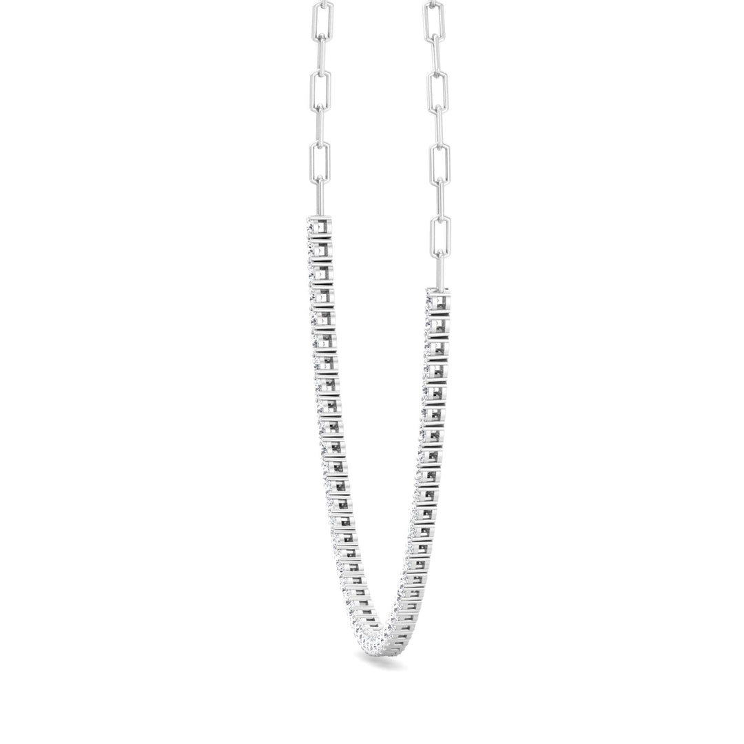 Piazza - Halfway Adjustable Diamond Tennis Necklace With Paperclip Chain - Gem Jewelers Co