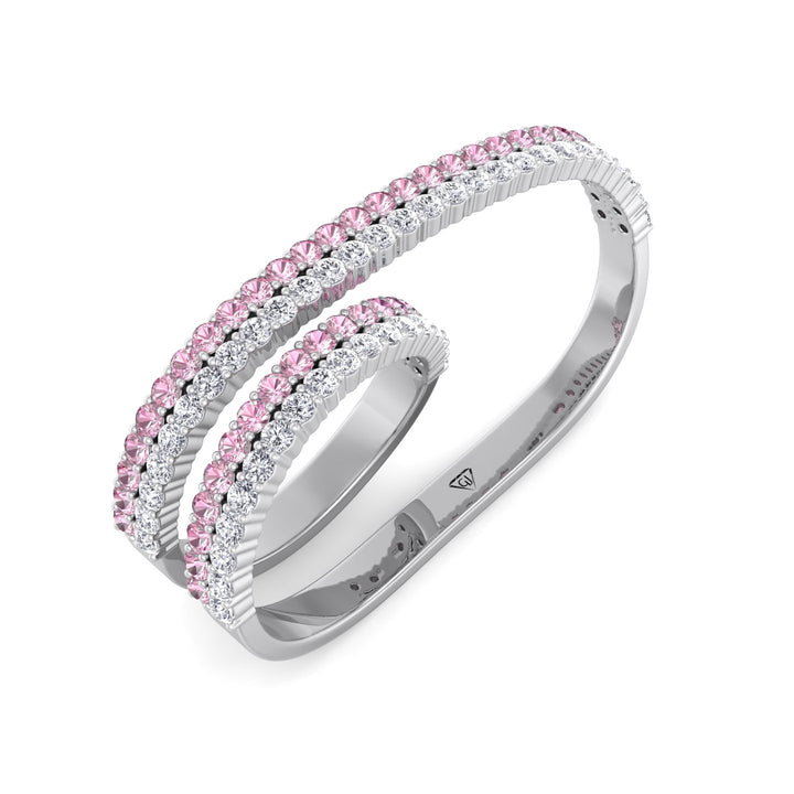 Two-Finger Ring Band-1.2CT-14K-White Gold