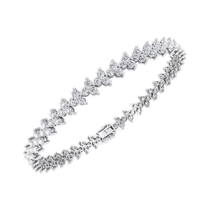 Natural Diamond Trio Tennis Bracelet White Gold 14K