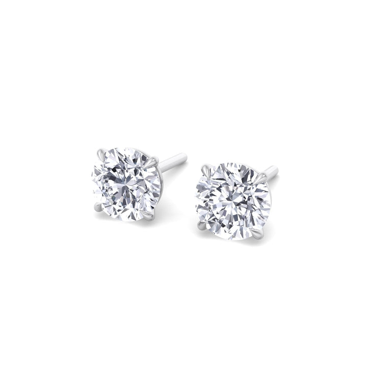 GIA Certified 1CT Round Cut Diamond Studs in 14K Solid Gold