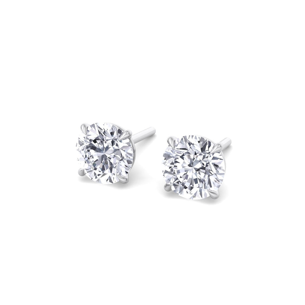 GIA Certified 1CT Round Cut Diamond Studs in 14K Solid Gold - Gem Jewelers Co