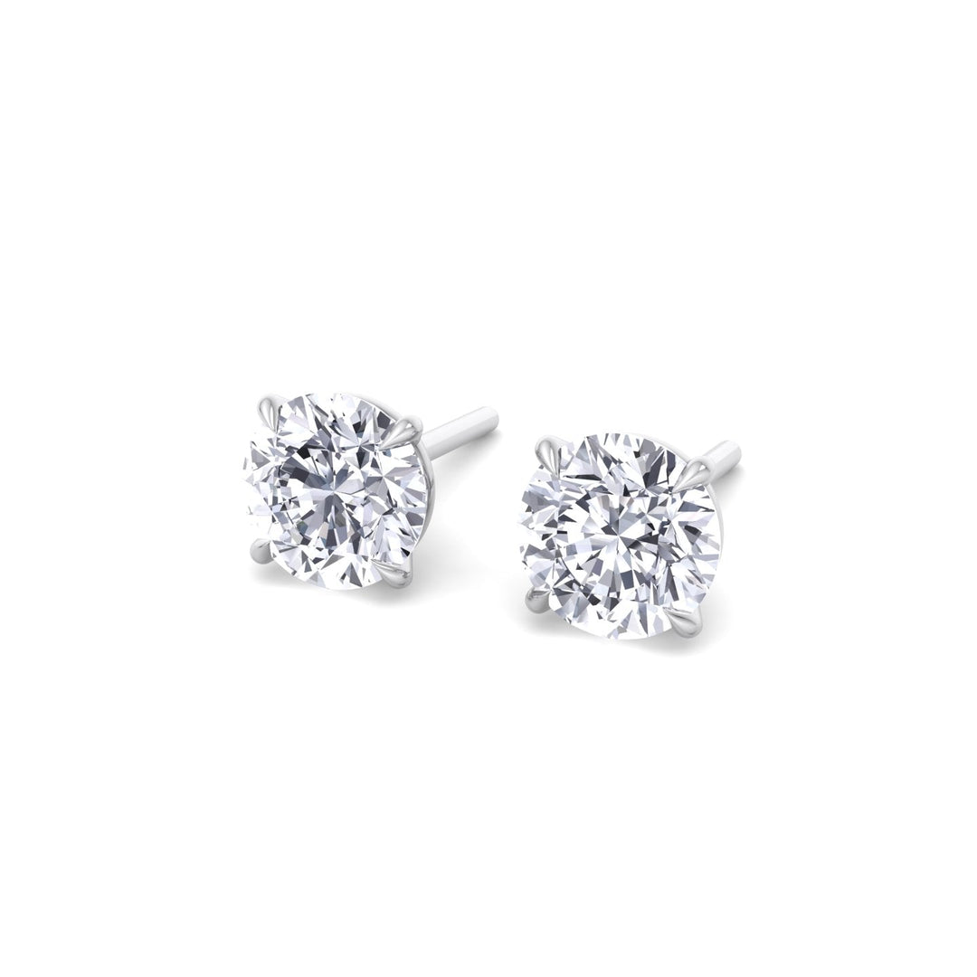 GIA Certified 1CT Round Cut Diamond Studs in 14K Solid Gold - Gem Jewelers Co
