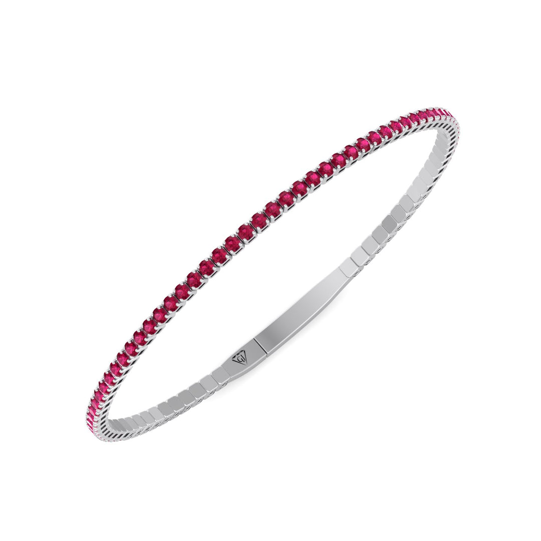 Rossa - Flexible Natural Red Ruby Bangle in 14K Solid Gold - Gem Jewelers Co