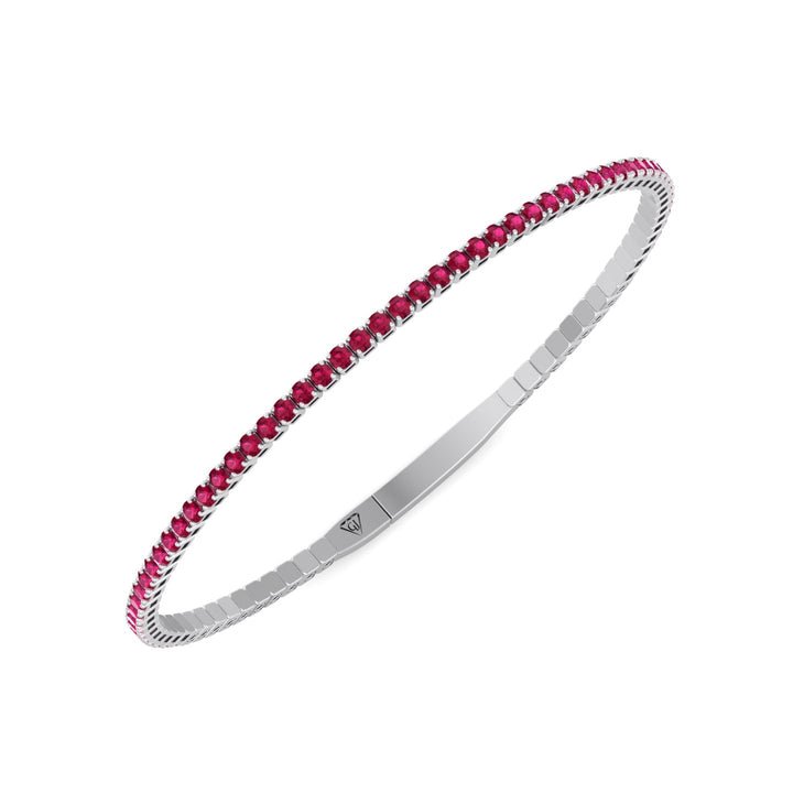 Rossa - Flexible Natural Red Ruby Bangle in 14K Solid Gold - Gem Jewelers Co