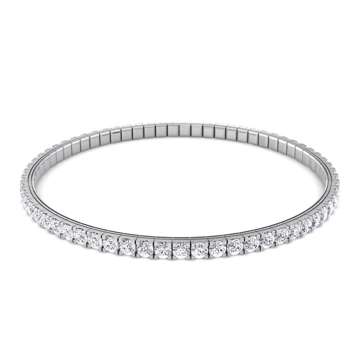 Flexible Tennis Bracelet -14K-3CT-White Gold
