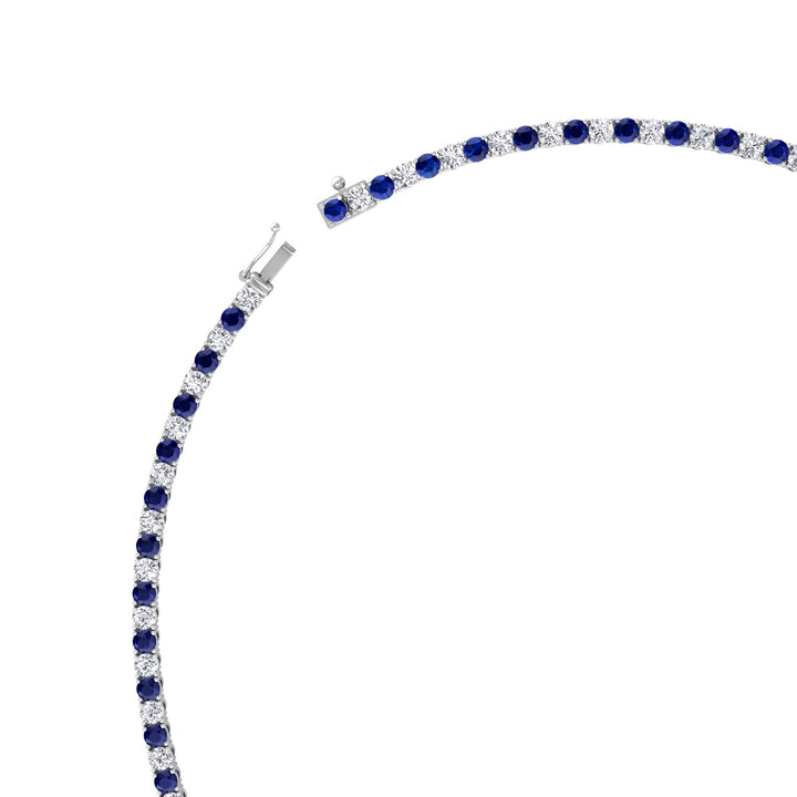 Sara - Alternating Blue Sapphire and Natural Diamond Tennis Necklace - Gem Jewelers Co