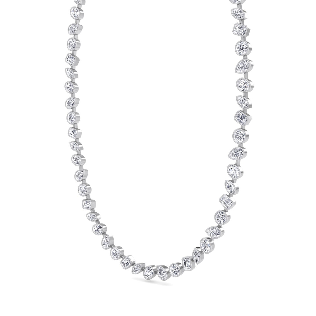 12.5CT Multi Shape Bezel Set Natural Diamond Tennis Necklace