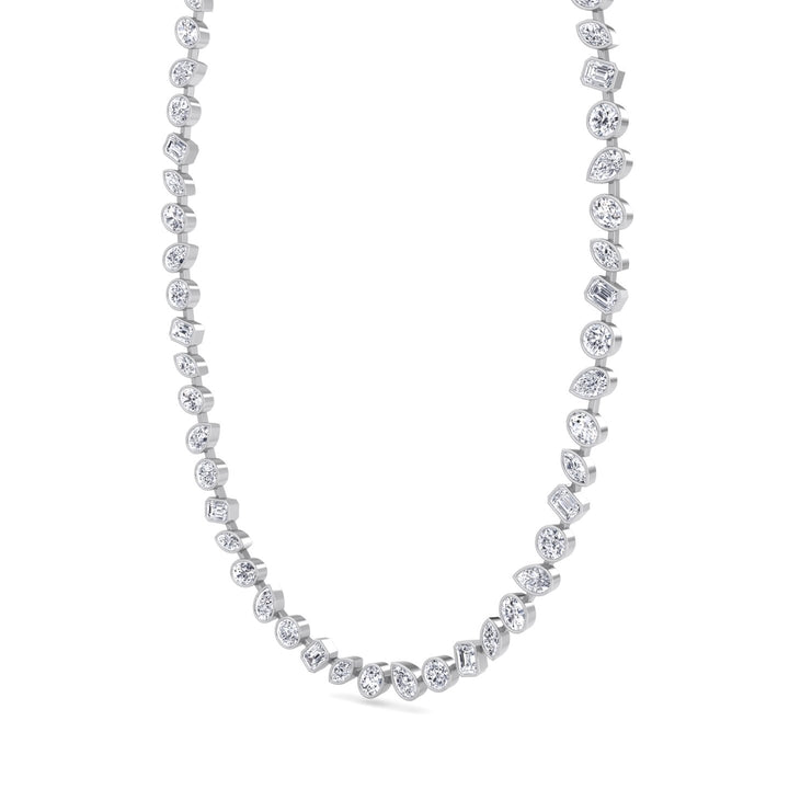 12.5CT Multi Shape Bezel Set Natural Diamond Tennis Necklace