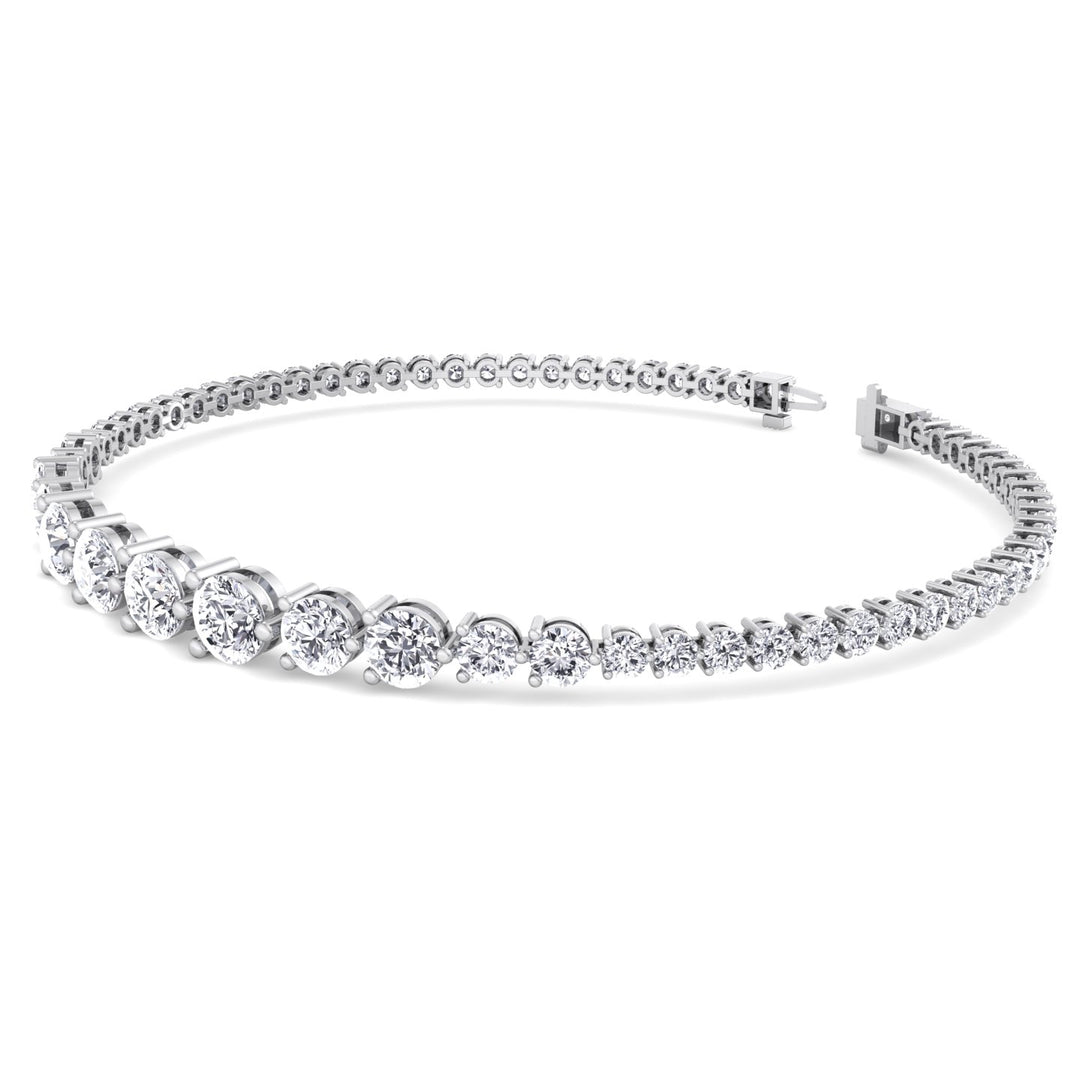 3-Prong Graduated Natural Diamond Tennis Bracelet White Gold