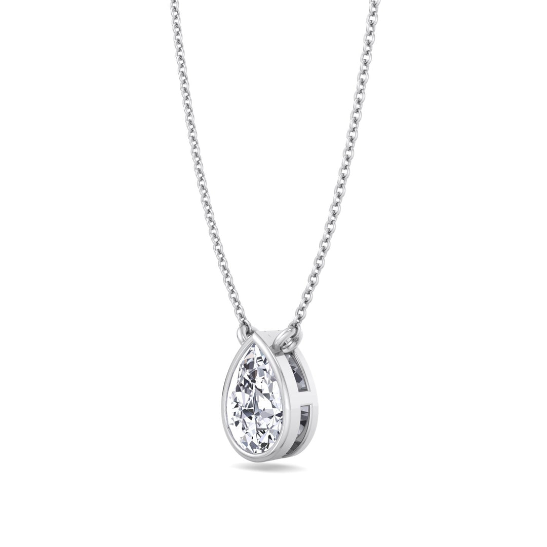 Miza - Bezel Set Pear Shape Diamond Pendant - Gem Jewelers Co