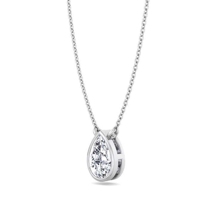 Miza - Bezel Set Pear Shape Diamond Pendant - Gem Jewelers Co