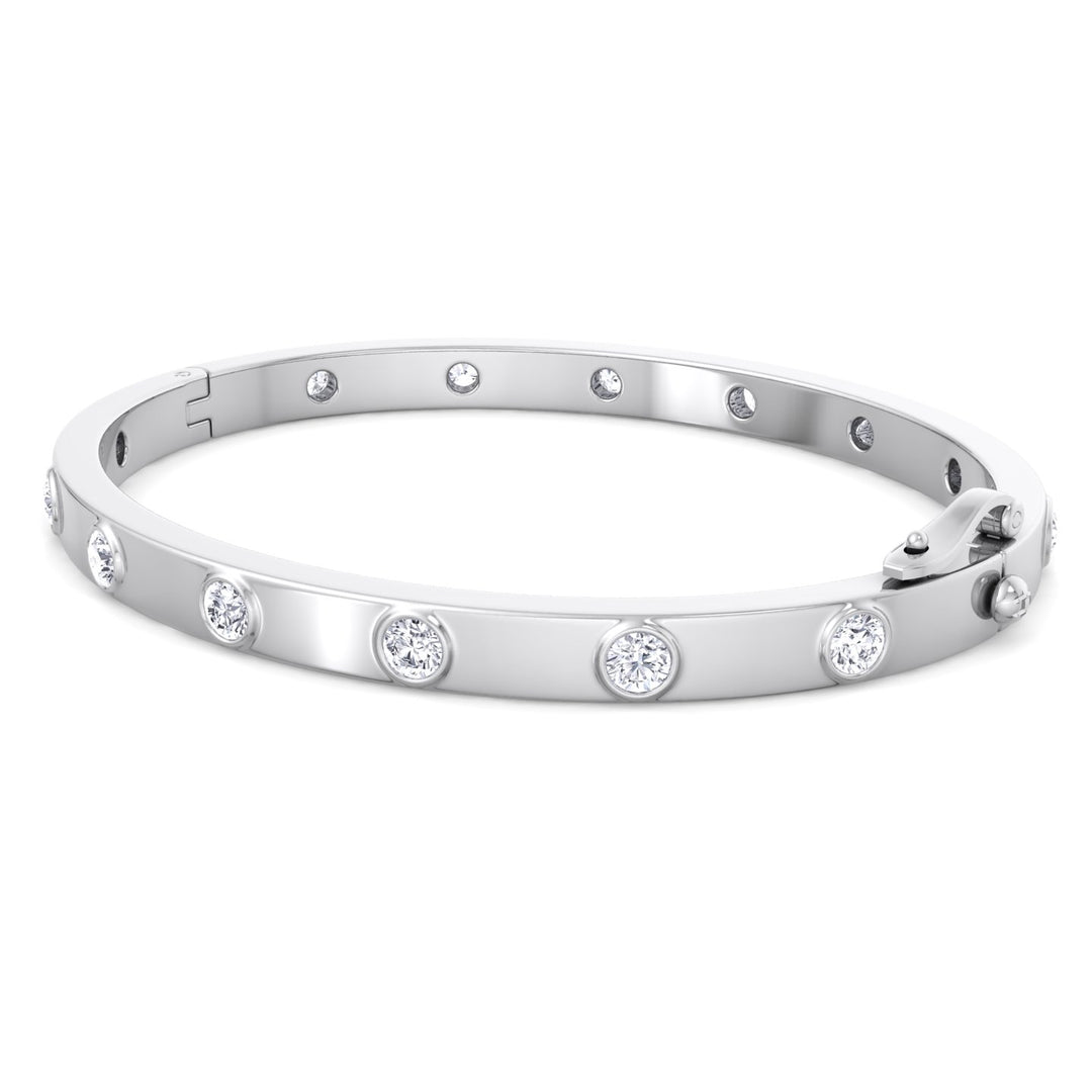 Anza - Round Cut Bezel Set Natural Diamond Bangle - Gem Jewelers Co