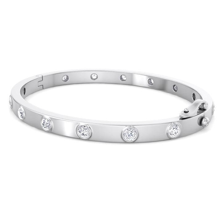 Anza - Round Cut Bezel Set Natural Diamond Bangle - Gem Jewelers Co