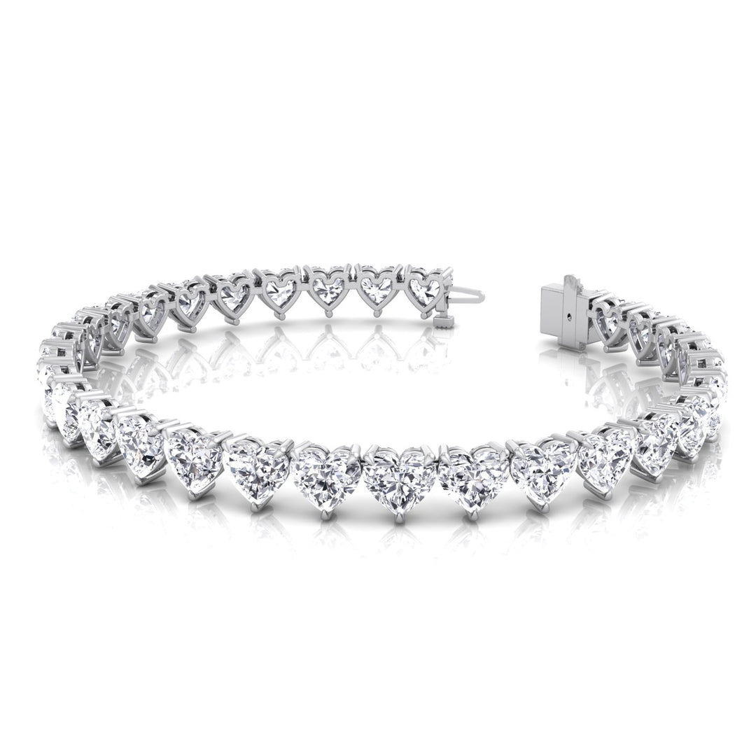 Heart Shape Natural Diamond Tennis Bracelet White Gold