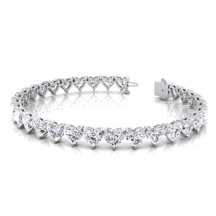 Heart Shape Natural Diamond Tennis Bracelet White Gold