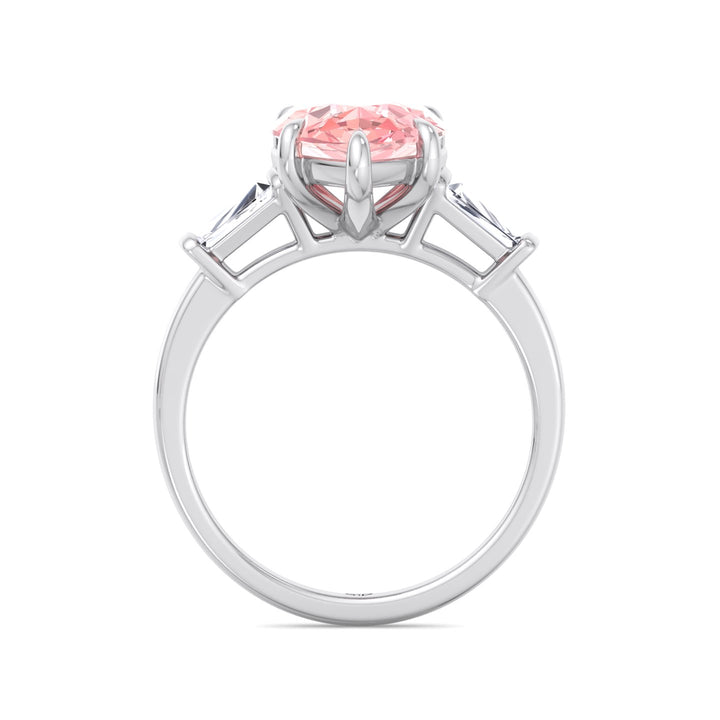 Denise - Pear Shape Pink Diamond Engagement Ring with Tapered Baguettes - Gem Jewelers Co